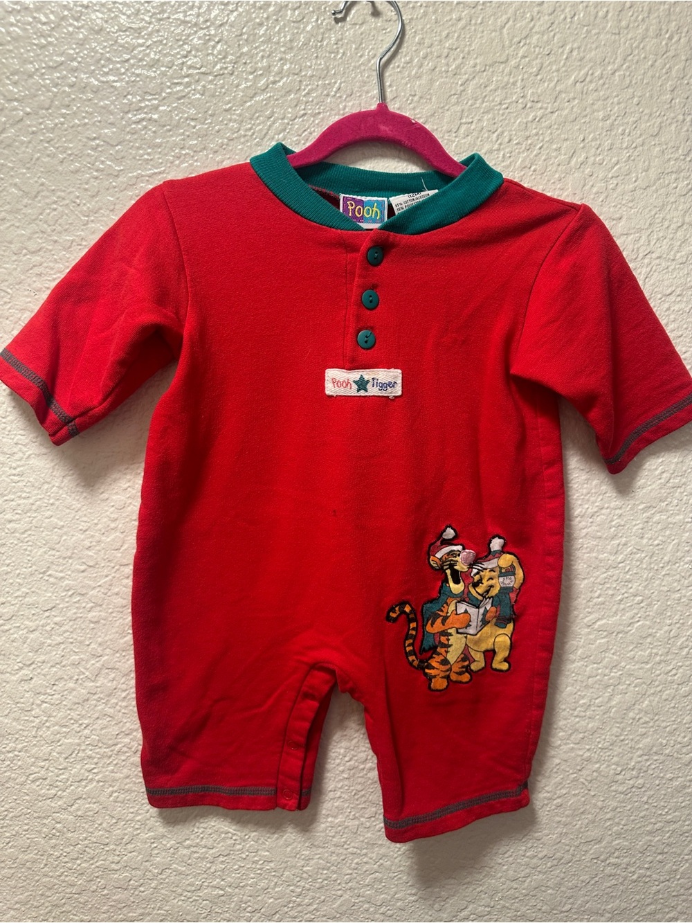 Vintage 90s Disney Winnie the Pooh & Tiger Christmas Romper One Peice 12 Months